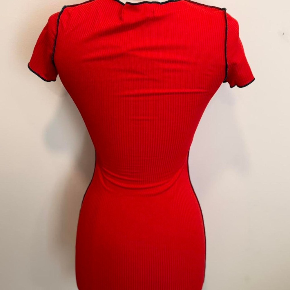 Red Lace-Up Bodycon Mini Dress ❤️🔥 - Picture 3 of 3